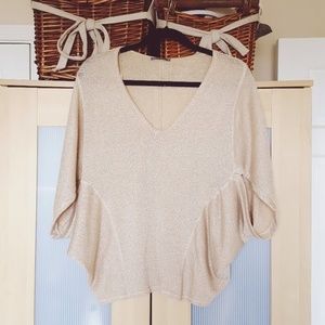 Zara Lurex Sparkly Gold Knit bat wing top